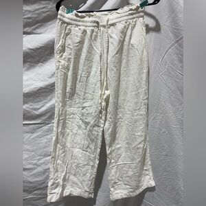 White Linen Drawstring Pants